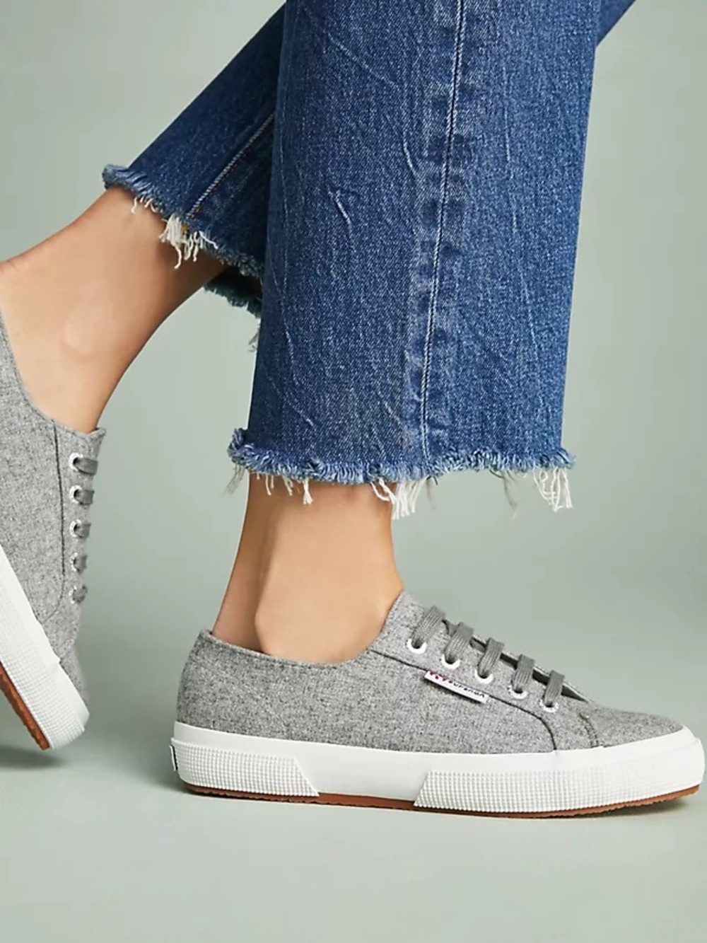 Anthropologie Superga 2750 Polywool Sneakers Grey Wool 9.5 w/ Box